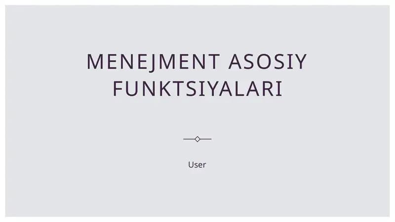 Menejment asosiy funktsiyalari