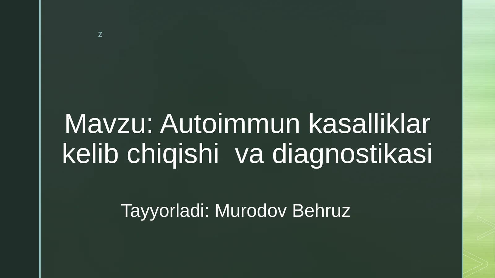 Autoimmunkasalliklarkelibchiqishivadiagnostikasi