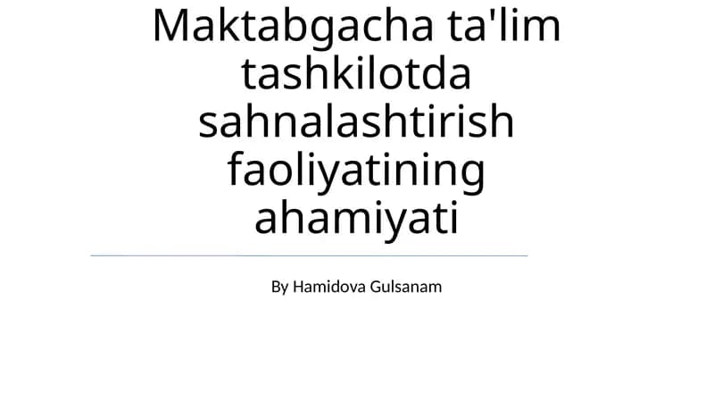 Sahnalashtirish faoliyati