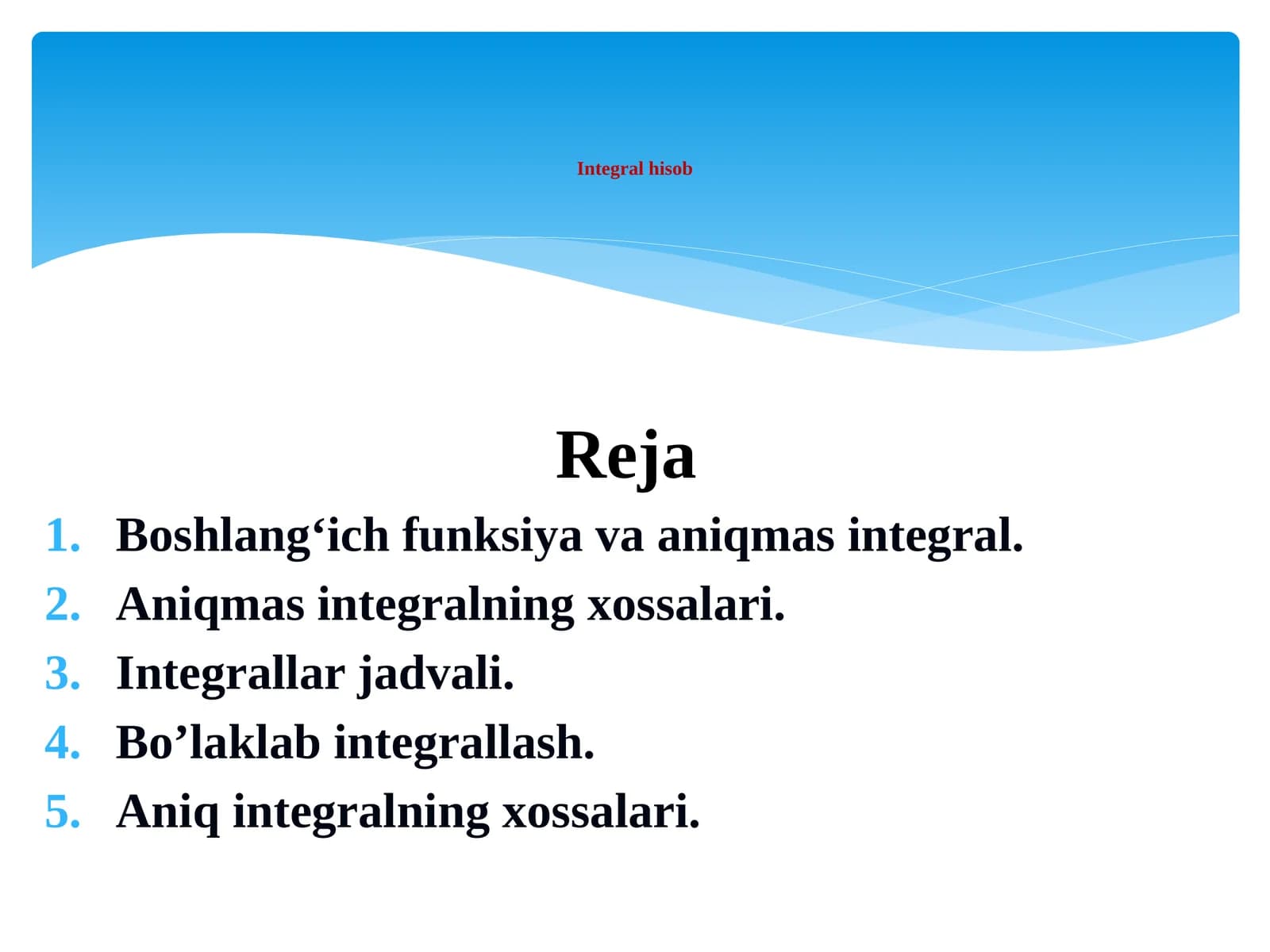 Integrallar jadvali