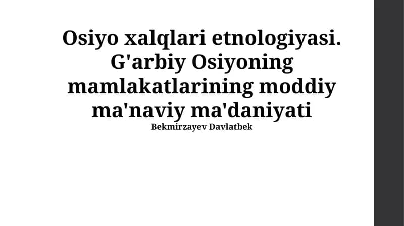 Osiyo xalqlari etnologiyasi