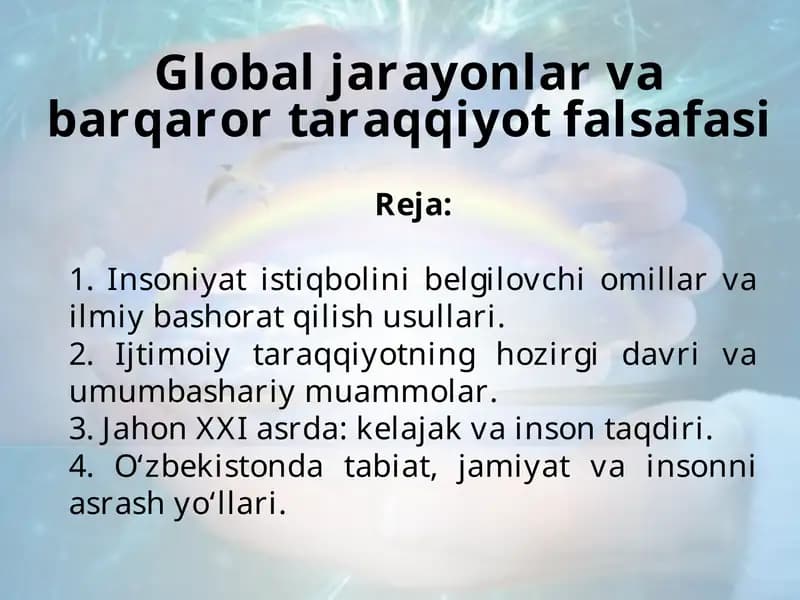 Global jarayonlar va barqaror taraqqiyot falsafasi
