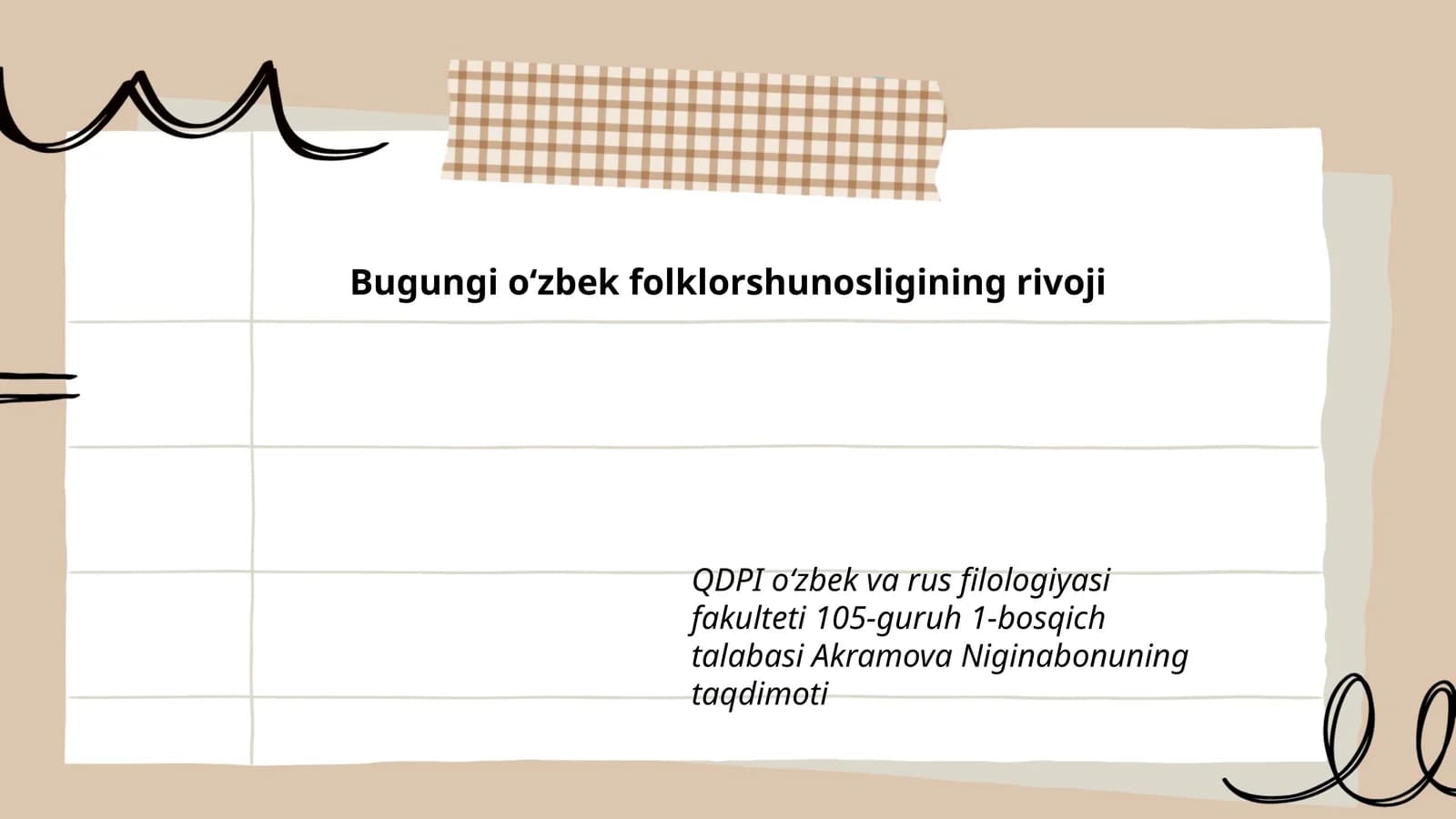 Bugungi oʻzbek folklorshunosligining rivoji