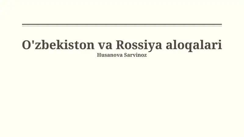 O'zbekiston va Rossiya aloqalari