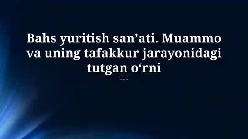 Bahs yuritish sanʼati