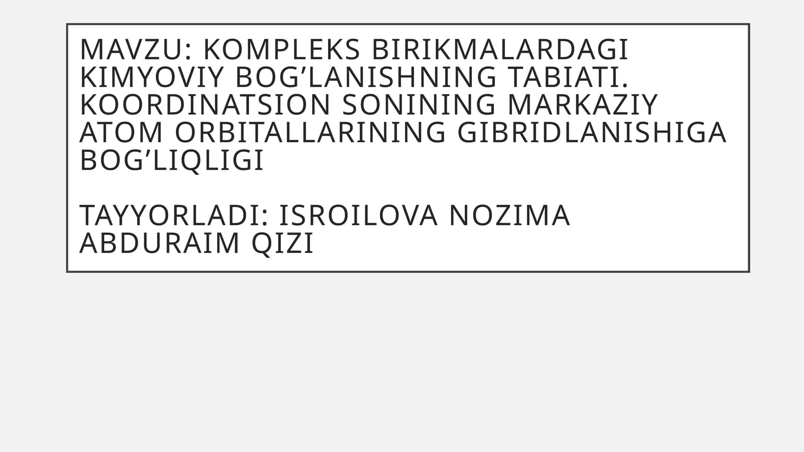 koordinatsion birikmalar kimyosi pptx