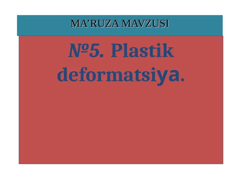 Plastik deformatsiya