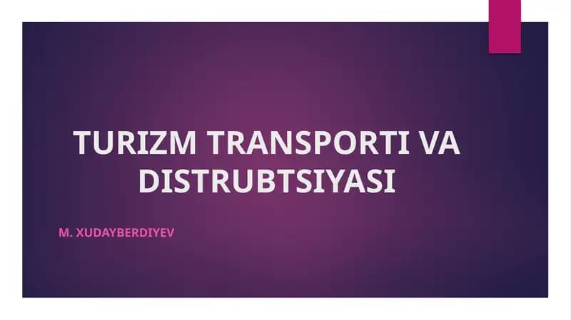 TURIZM TRANSPORTI VA DISTRIBYUTSIYASI