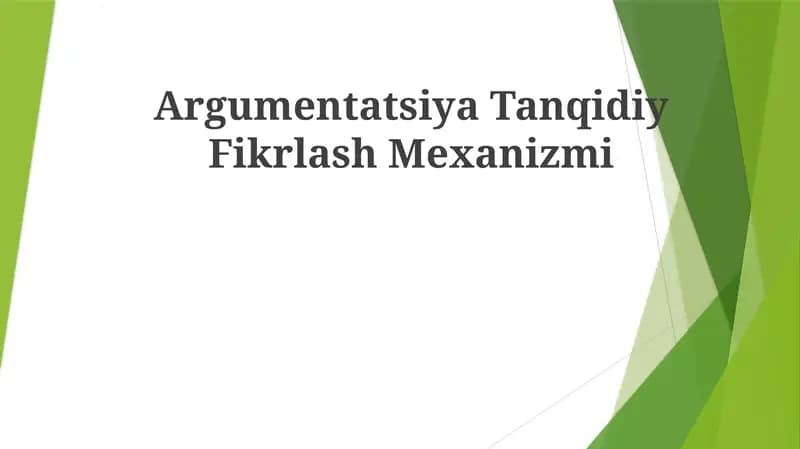 Argumentatsiya TanqidiyFikrlashMexanizmi