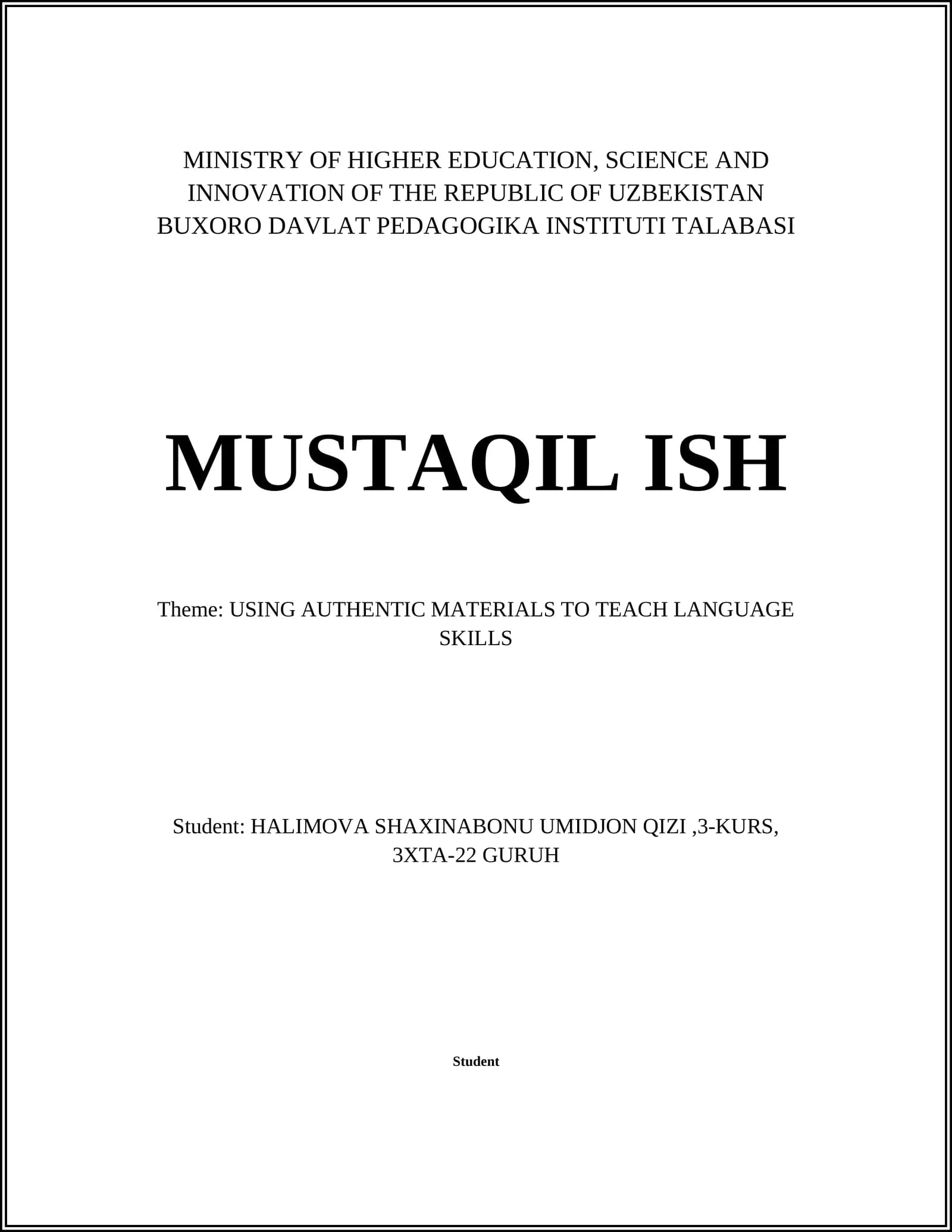 MUSTAQIL ISH