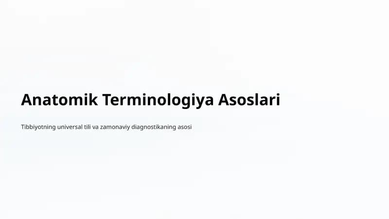 Anatomik Terminologiya Asoslari
