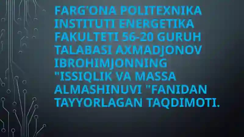 Issiqlik Va Massa Almashinuvi