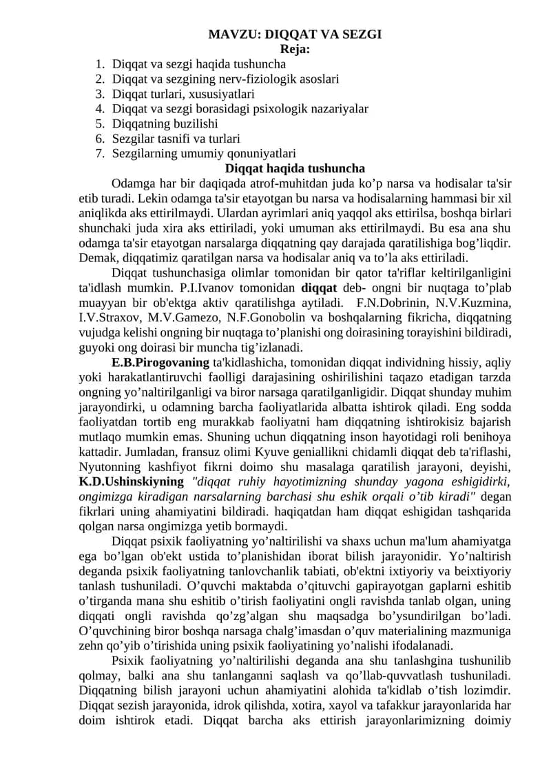 DIQQAT VA SEZGI