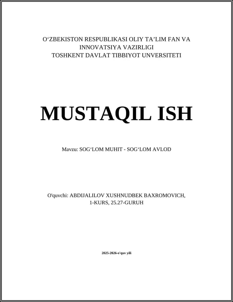 SOG‘LOM MUHIT - SOG‘LOM AVLOD