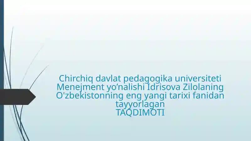 O‘zbekistonning o‘zistiqlol va taraqqiyot yo‘li