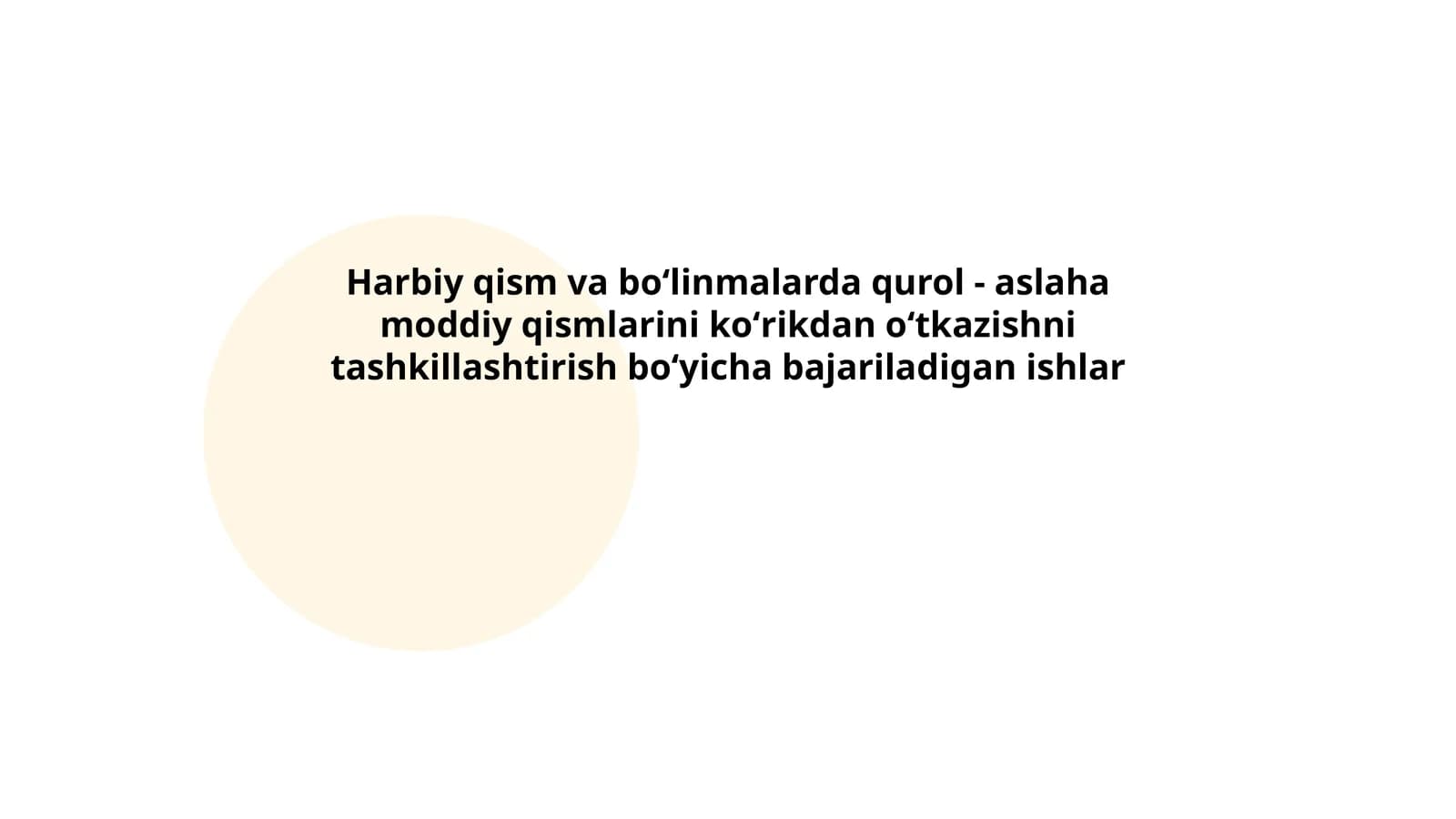 Qurol-aslaha moddiy qismlarini koʻrikdan oʻtkazish tartibi