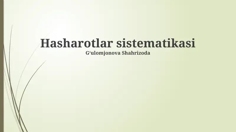 Hasharotlar sistematikasi