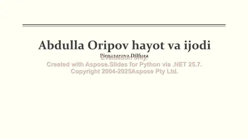 Abdulla Oripov hayot va ijodi