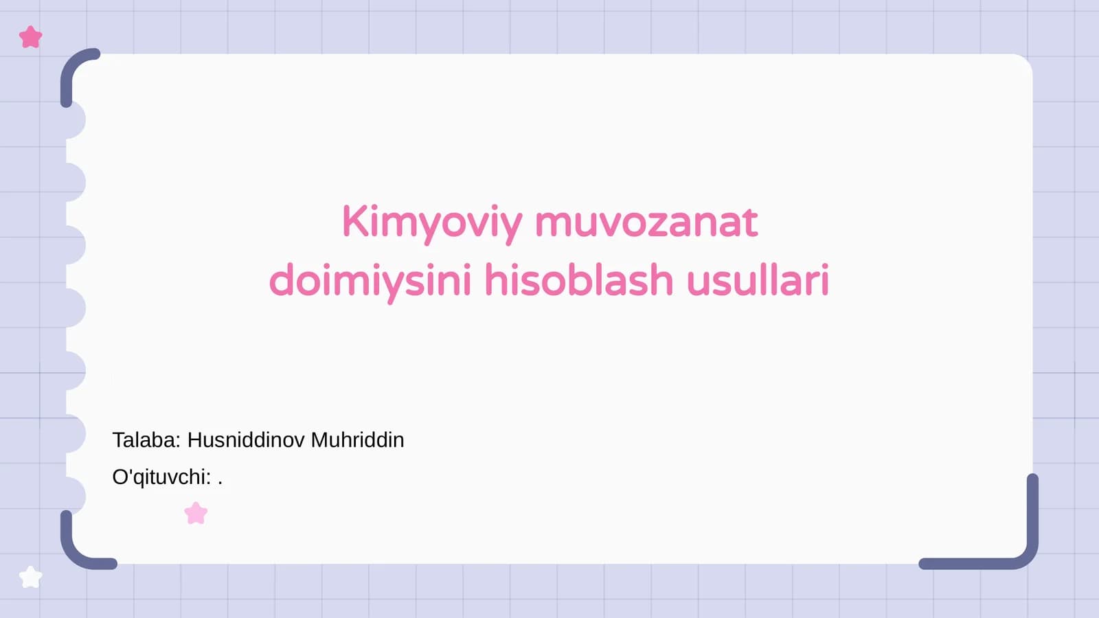 Kimyoviy muvozanat doimiysini hisoblash usullari