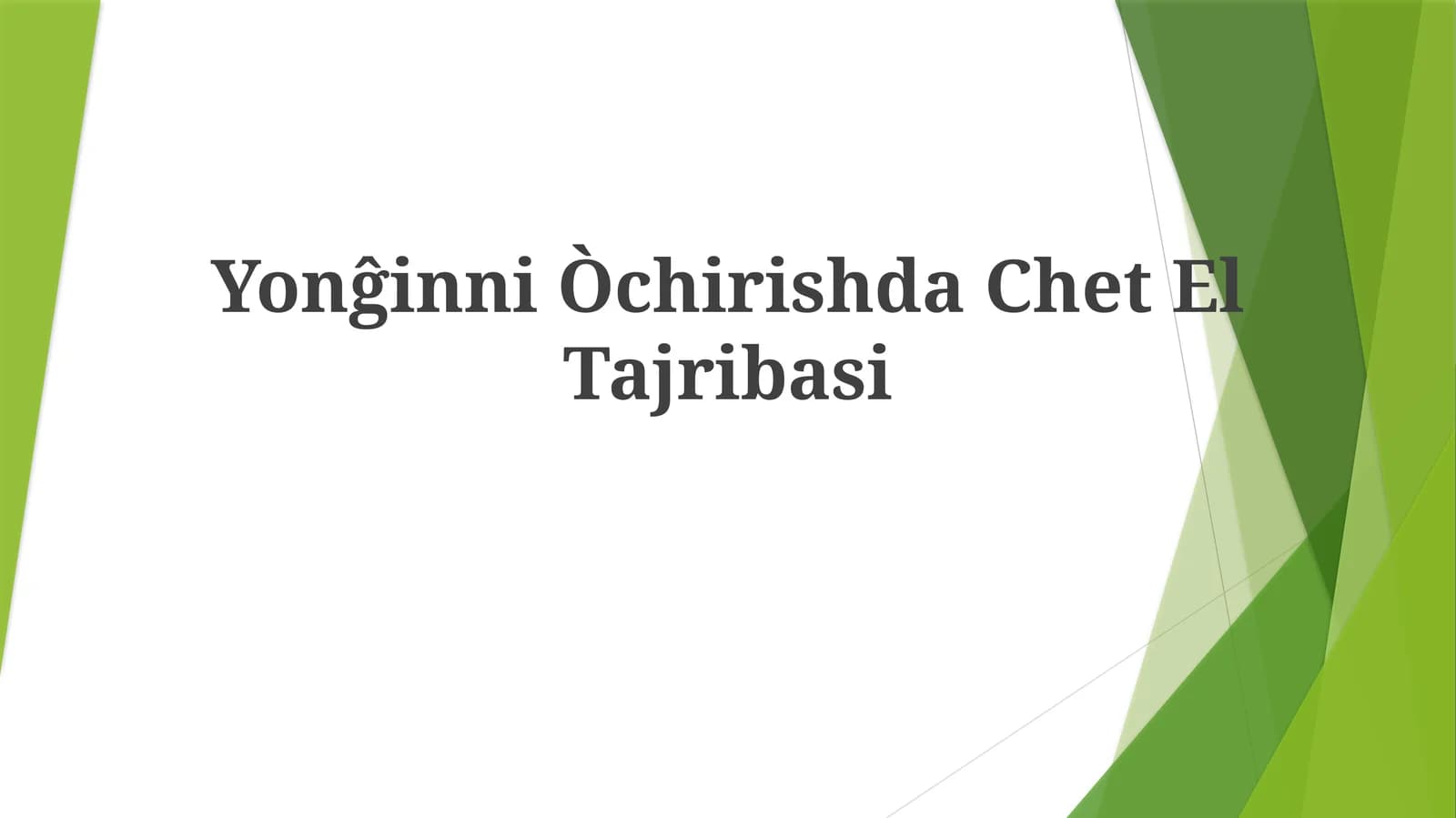 Yonĝinni Òchirishda Chet ElTajribasi