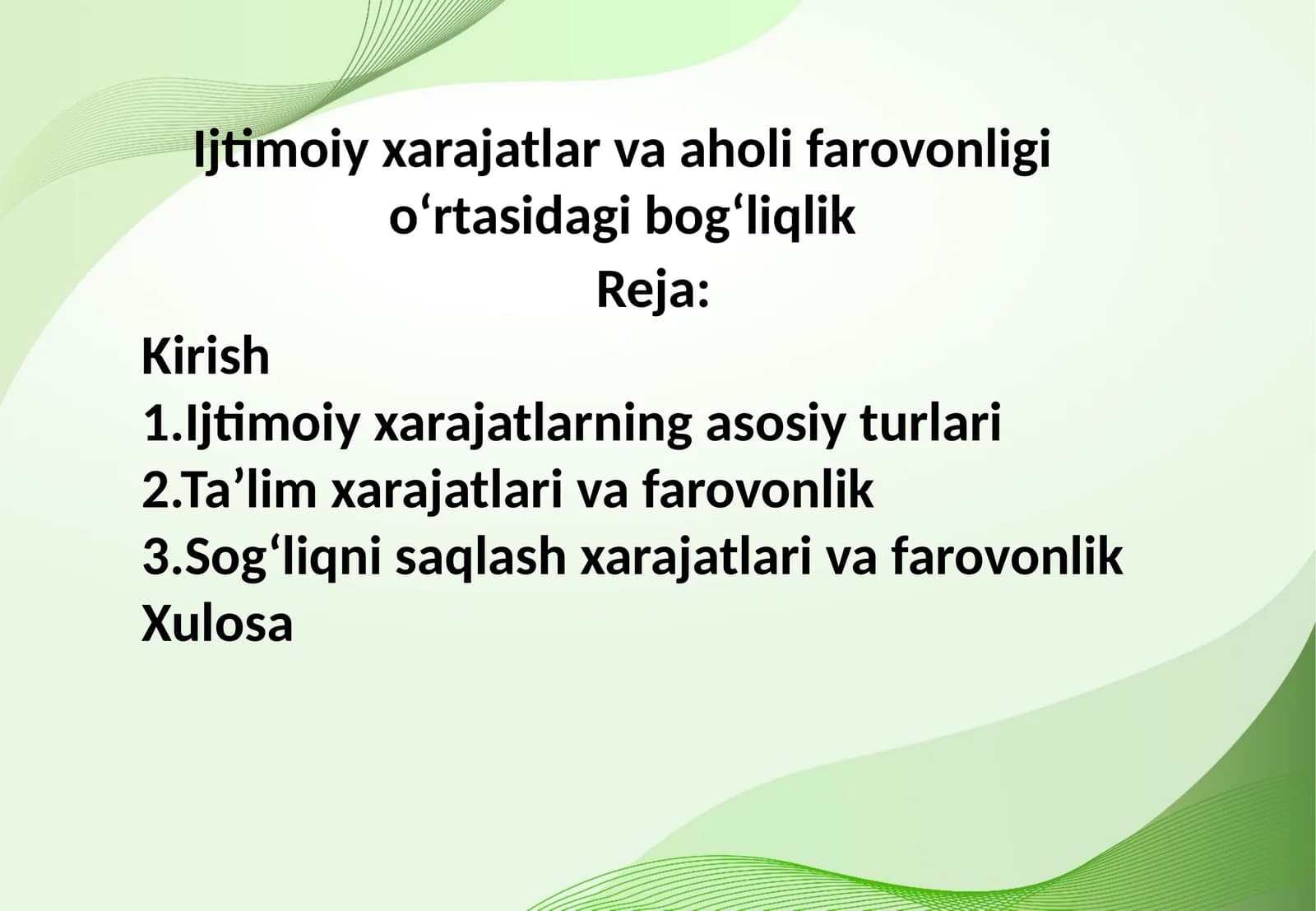 Ijtimoiy xarajatlar va aholi farovonligi o‘rtasidagi bog‘liqlik