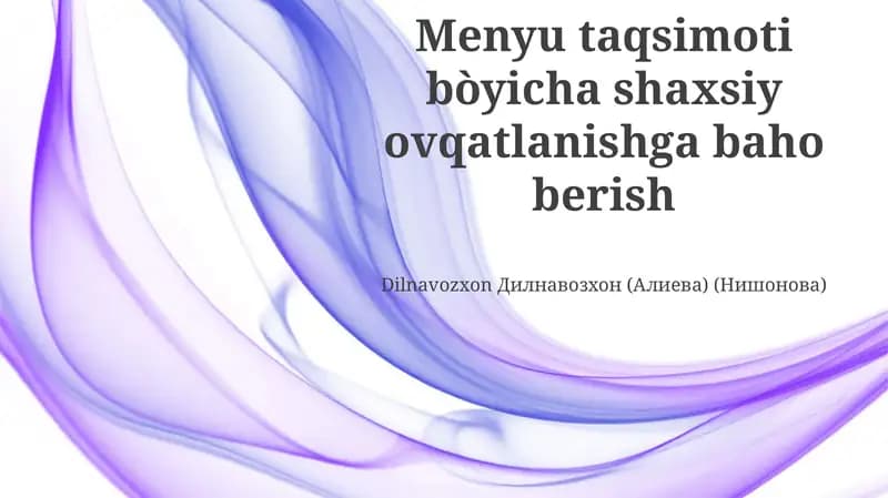 Oziq-ovqat guruhlari taqsimoti