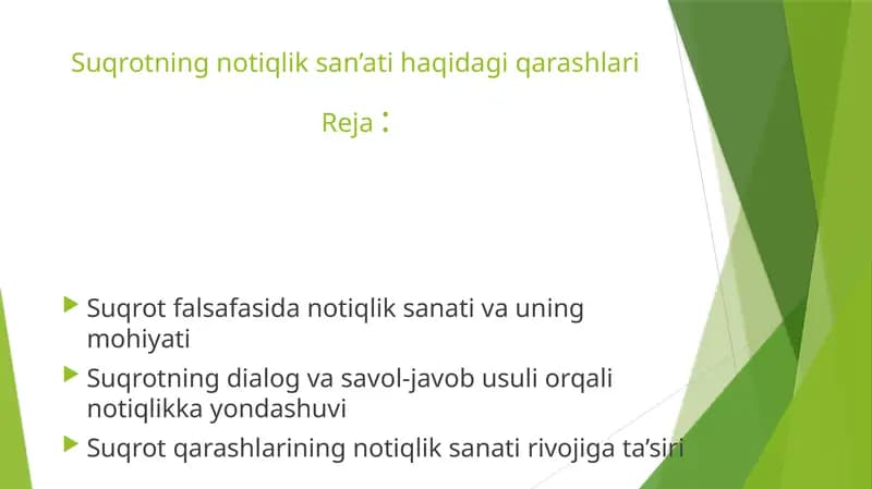 Suqrotning notiqlik san’ati haqidagi qarashlari