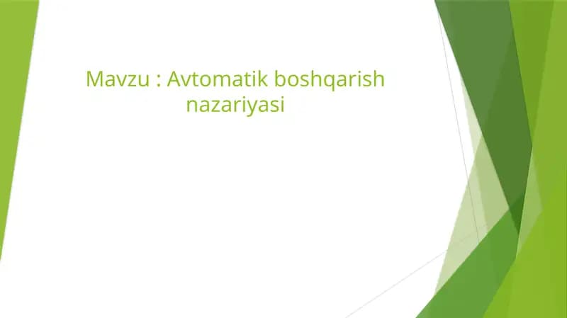 Avtomatik boshqarish nazariyasi