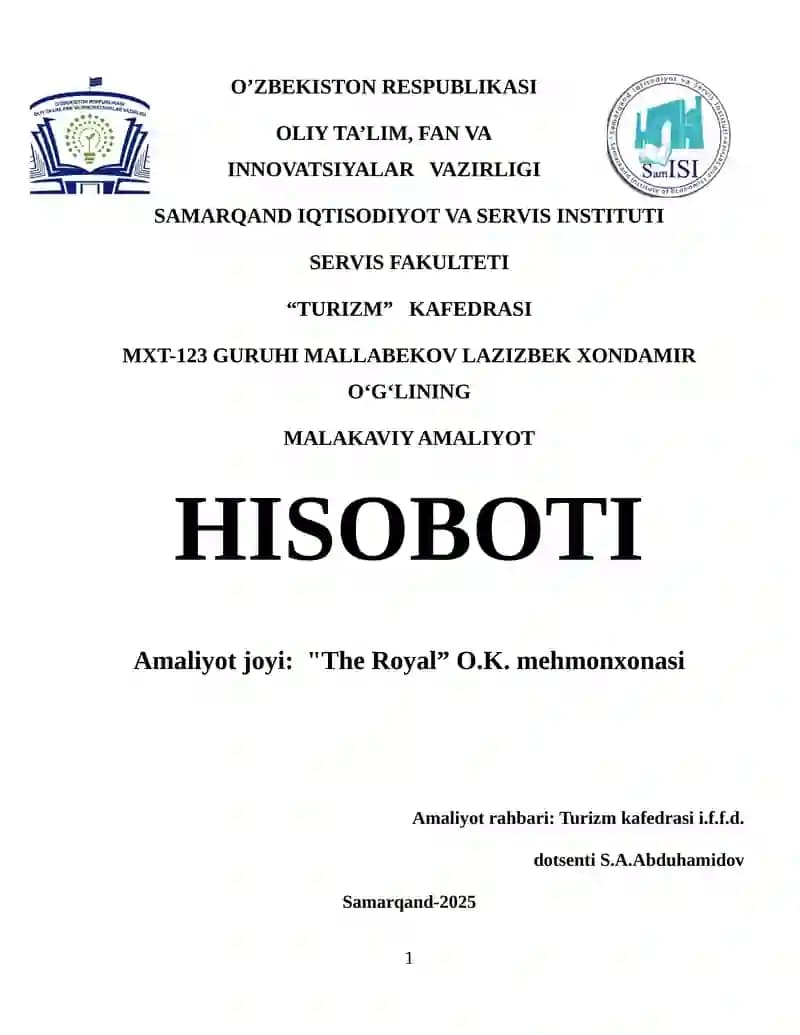 MALAKAVIY AMALIYOT HISOBOTI