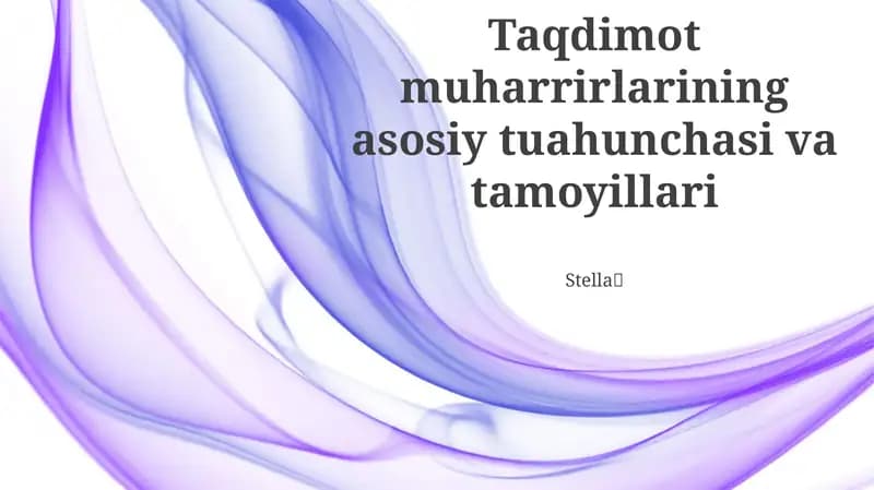Taqdimot Muharrirlarining Asosiy Tushunchalari