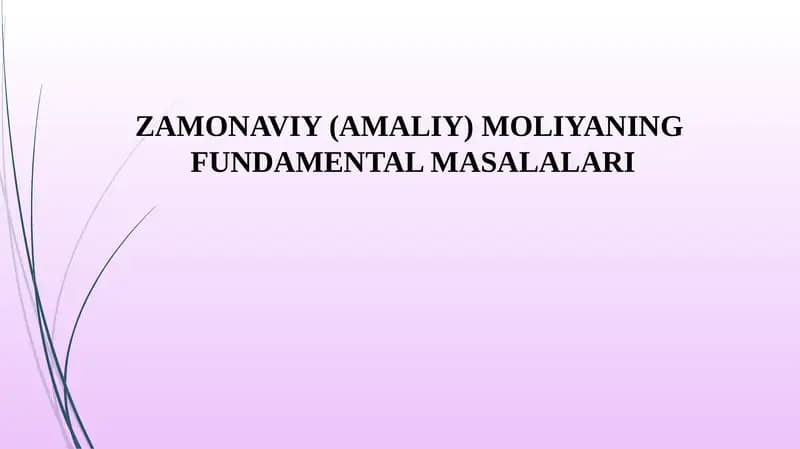 ZAMONAVIY (AMALIY) MOLIYANING