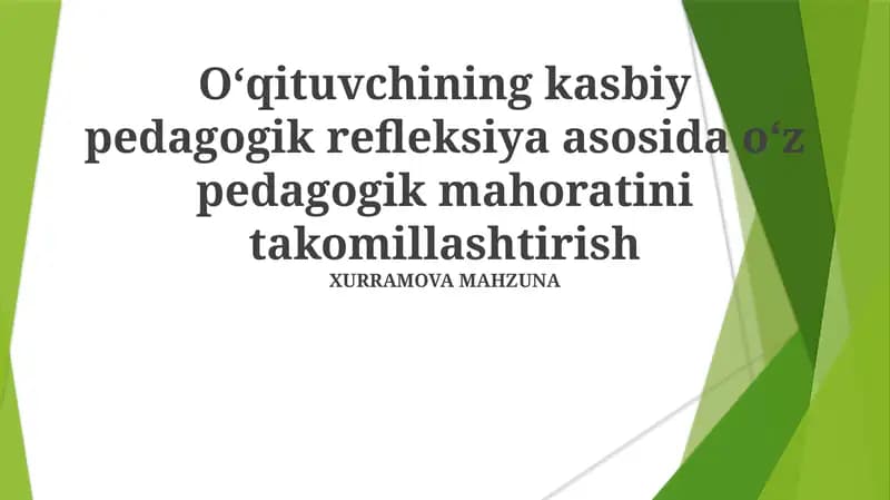 Pedagogik mahoratini takomillashtirish