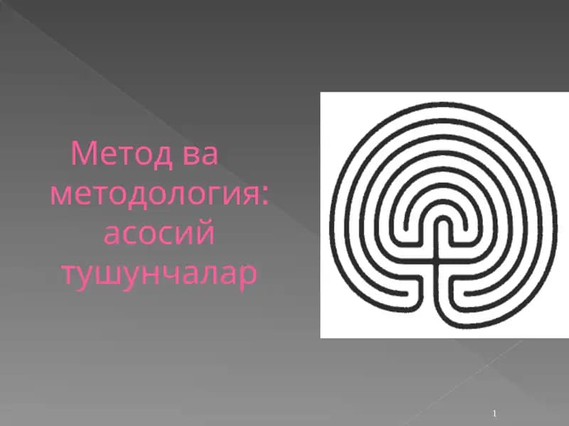 Метод ва методология: асосийтушунчалар