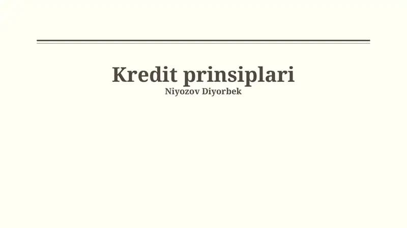 Kredit prinsiplari