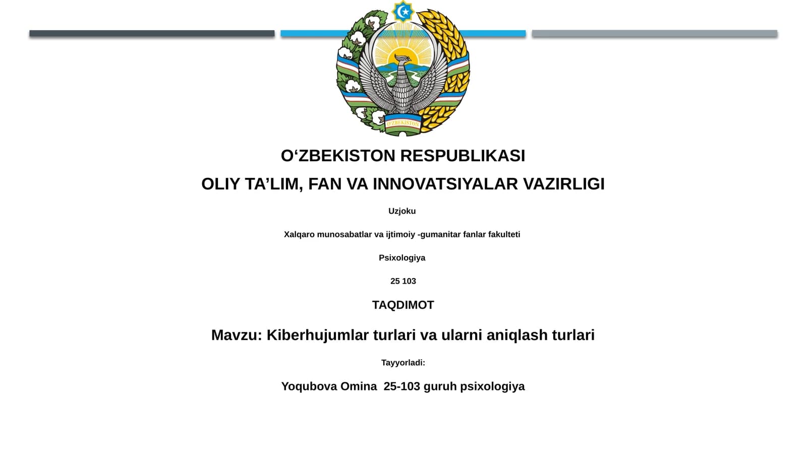 Kiberhujumlar turlari va ularni aniqlash turlari