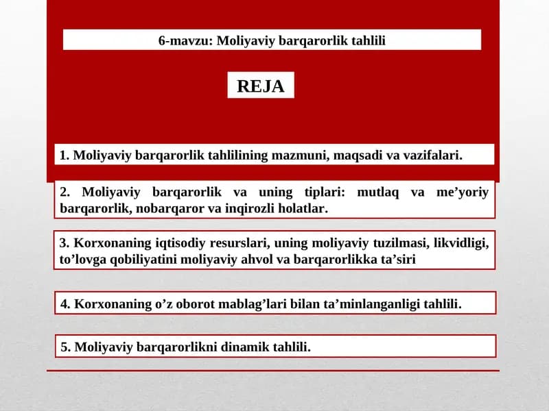 Moliyaviy barqarorlik tahlili