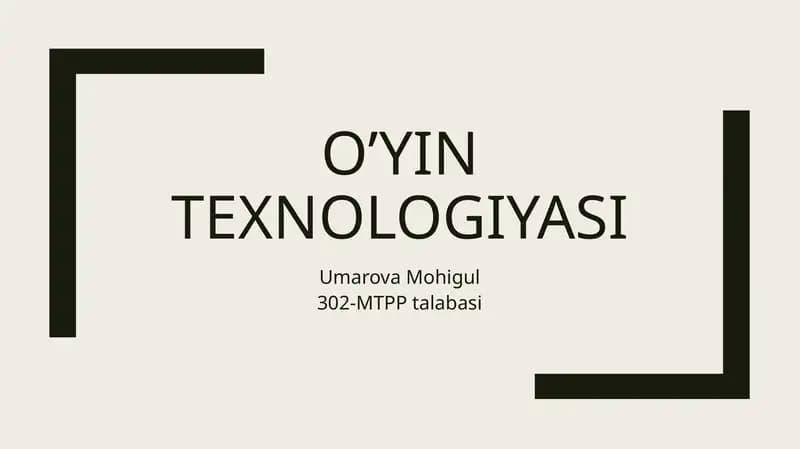 O’yin texnologiyasi