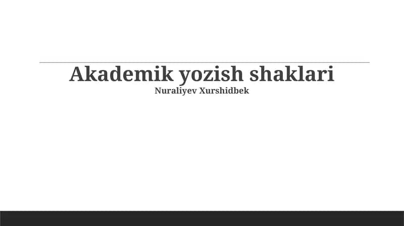 Manbalarni Rasmiylashtirish va Adabiyotlar Ruyxati