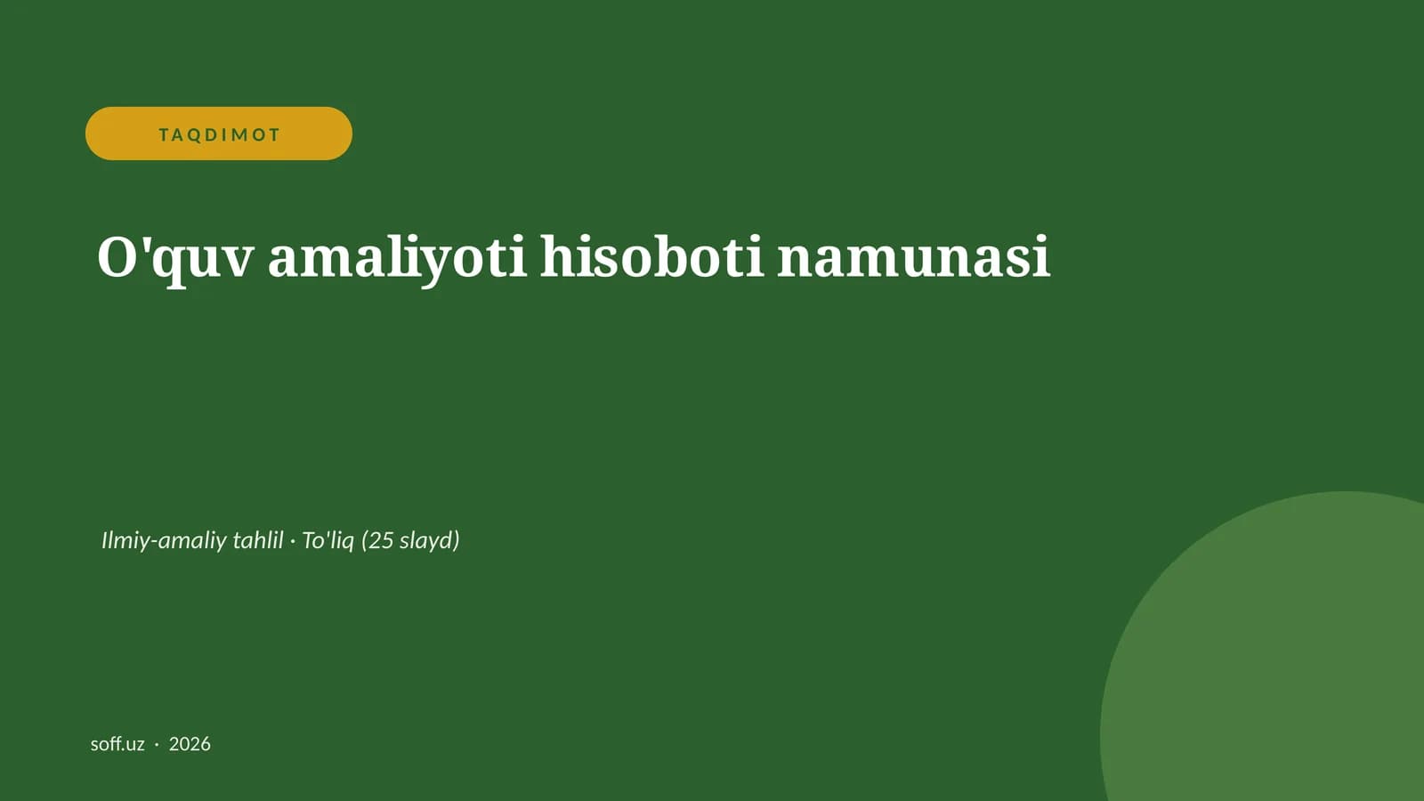 O'quv amaliyoti hisoboti namunasi
