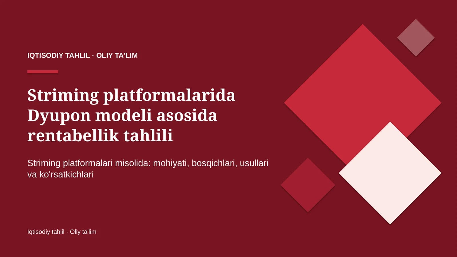 striming platformalarida dyupon modeli asosida rentabellik tahlili 1443