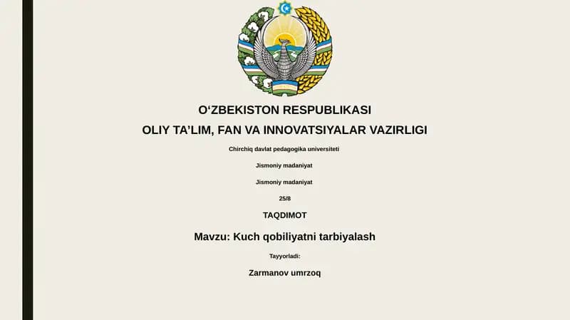 Kuch qobiliyatni tarbiyalash