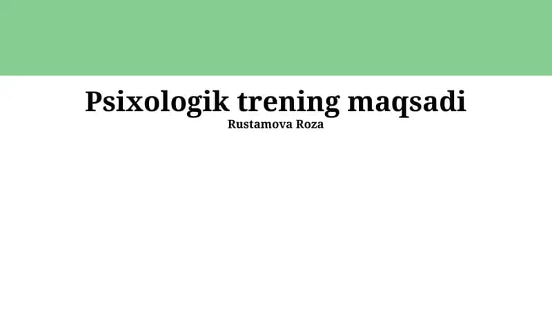 Psixologik trening maqsadi