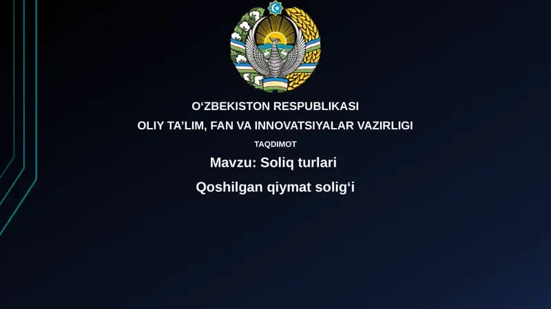 Soliqturlari Qoshilgan qiymat solig'i