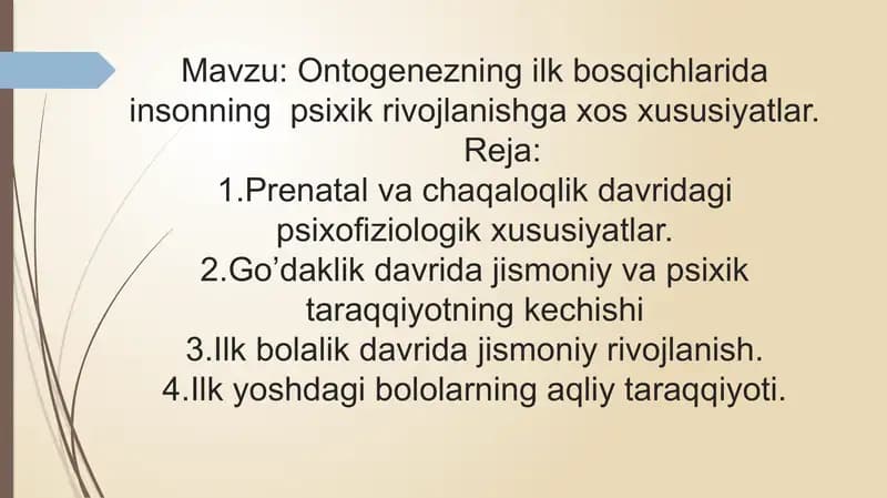 Ontogenezning ilkbosqichlari