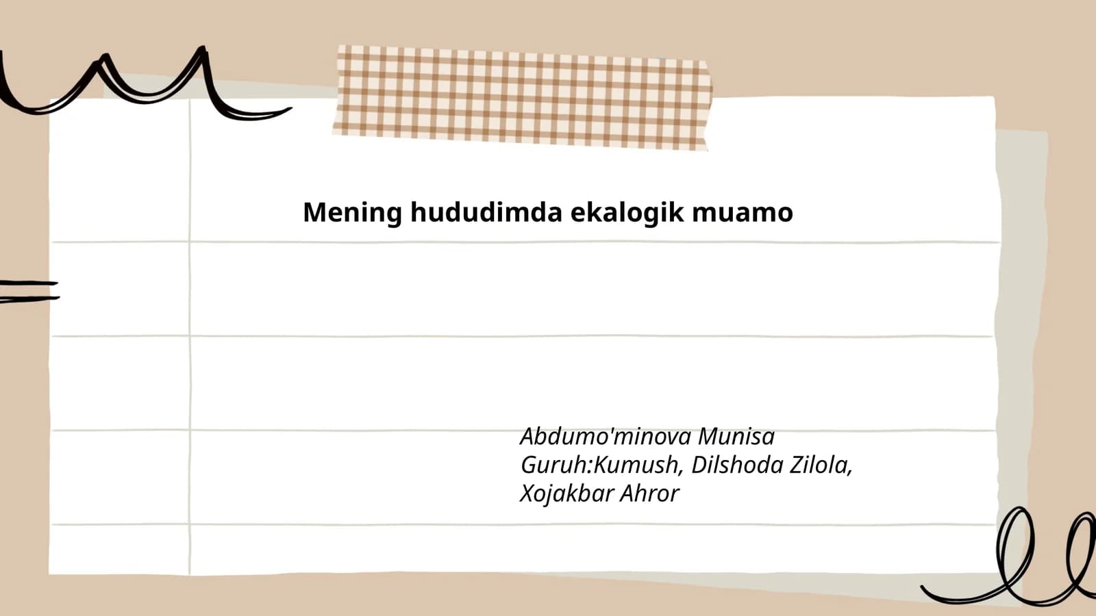 Mening hududimda ekalogik muamo