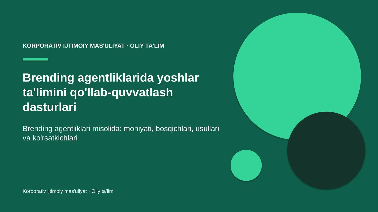 Brending agentliklarida yoshlar ta'limini qo'llab-quvvatlash dasturlari