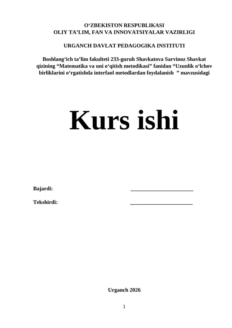 Matematika va uni o‘qitish metodikasi