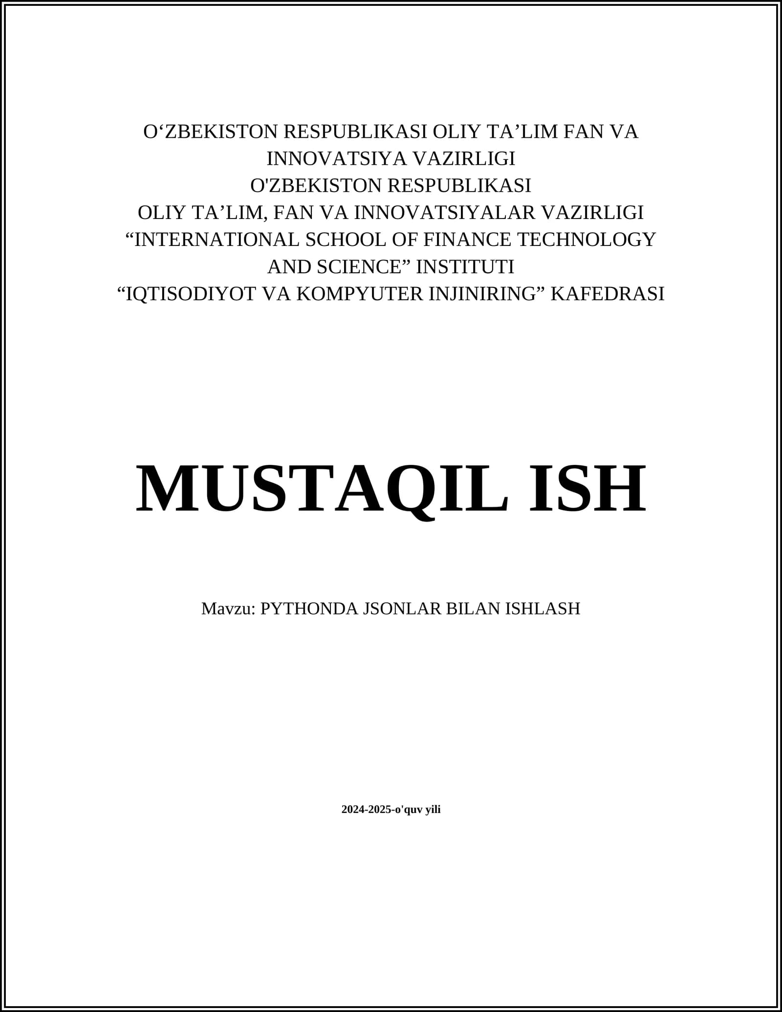 PYTHONDA JSONLAR BILAN ISHLASH