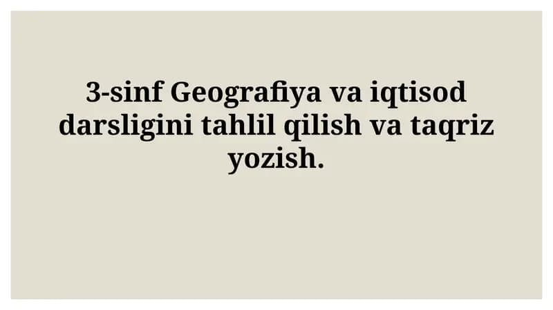 3-sinf Geografiya va iqtisod darsligi