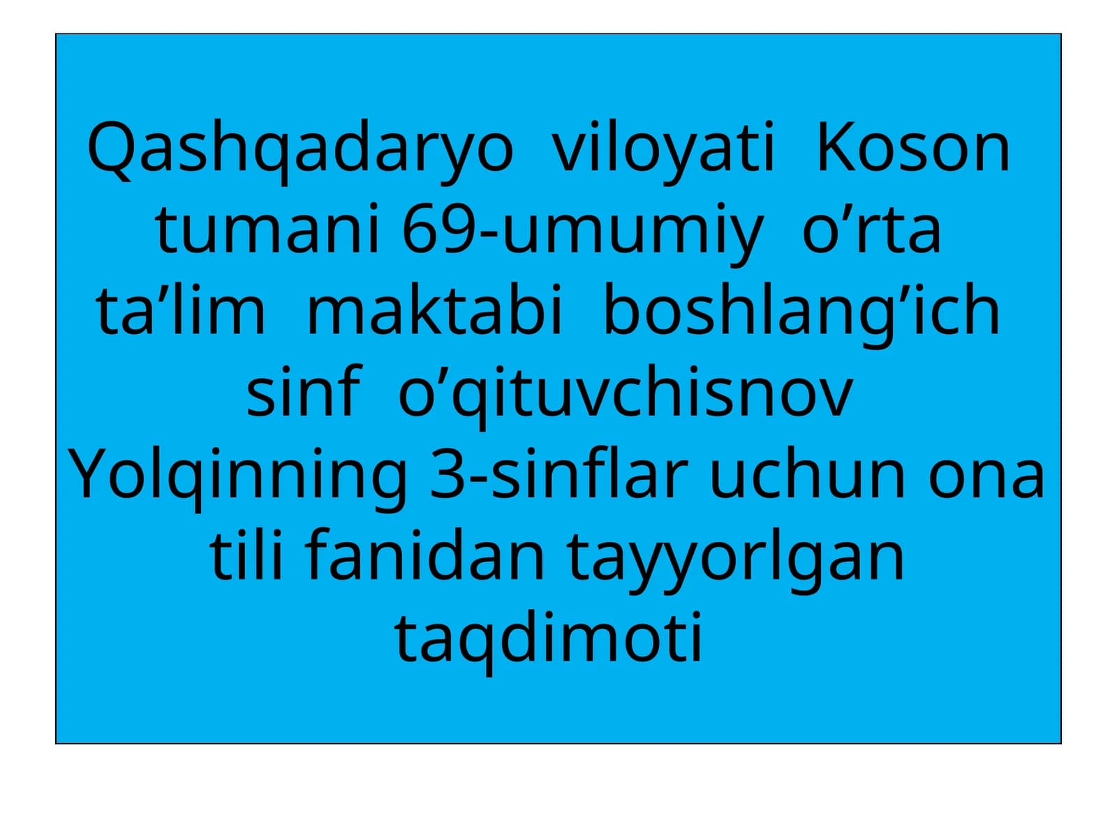 Ona tili fanidan taqdimot